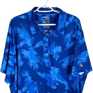 Birdie Bound Golf Polo Shirt Performance Mens 3XL Blue Geometric Stretch Wicking